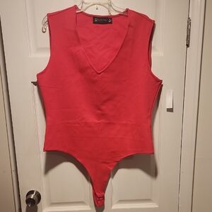 New York & Company V-Neck Red Top